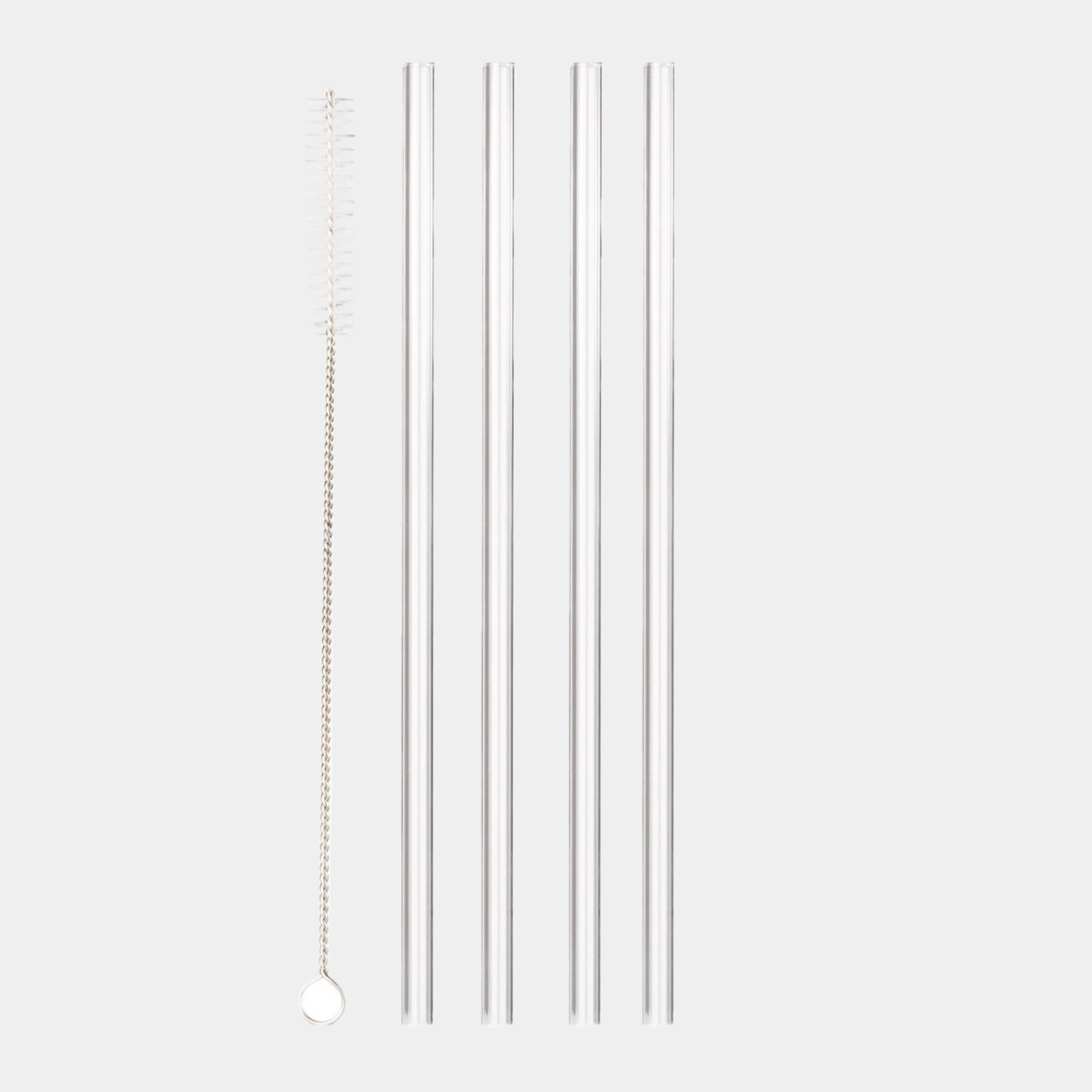 Ein stilvoller Glass Straw, präsentiert auf einem grauen Hintergrund. Wiederverwendbar und aus hochwertigem Glas gefertigt, ist dieser Glastrinkhalm eine umweltfreundliche Alternative. Ideal für Cocktails, Smoothies oder frische Säfte. Ein Blickfang auf jedem Tisch und ein Statement für Stil und Nachhaltigkeit.